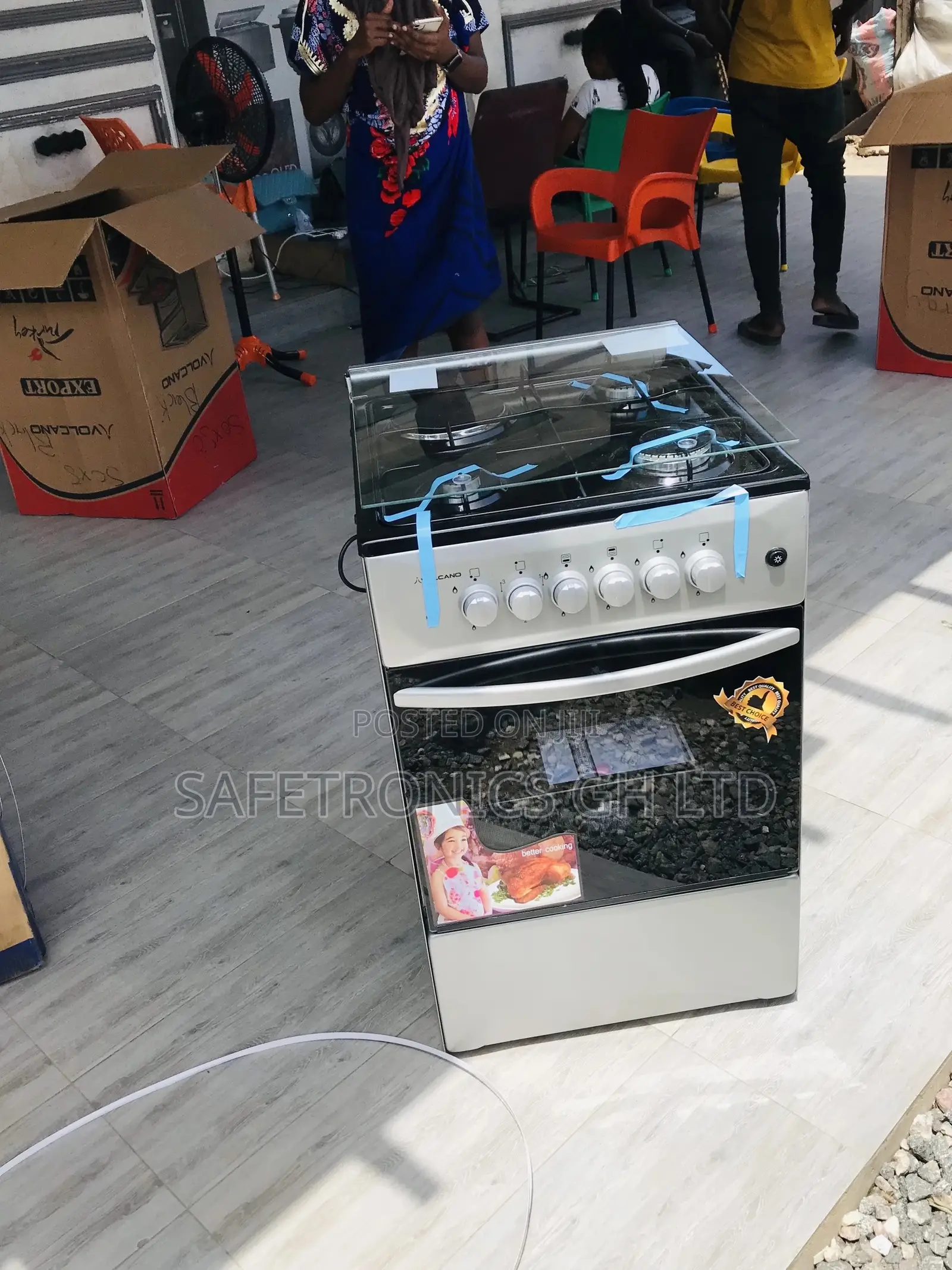 Oven With Grill Volcano Gray Glass Lid 3+1 Burner 50x50