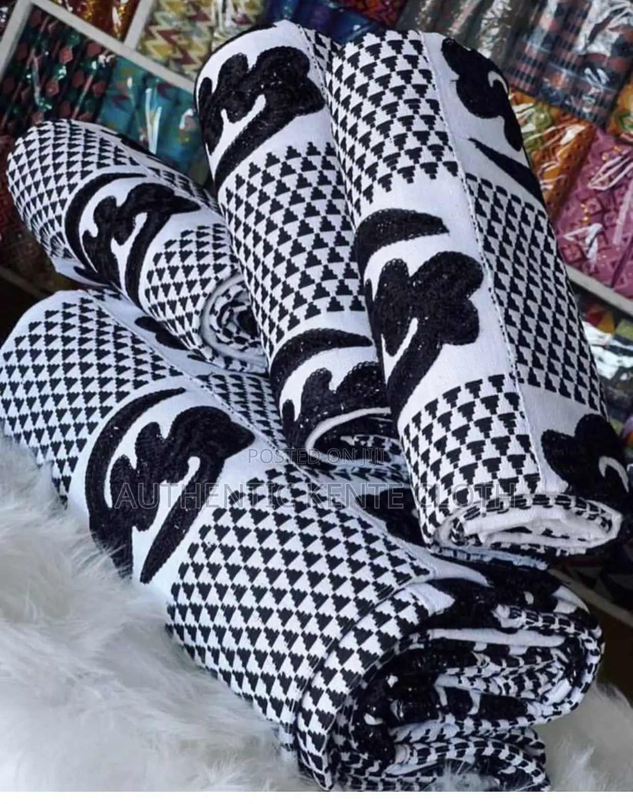 Latex Kente Designs Made of Gye-Nyame Adinkra Symbols