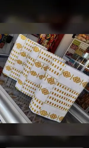 Kente With Customized Ahenema Slippers for Engagement