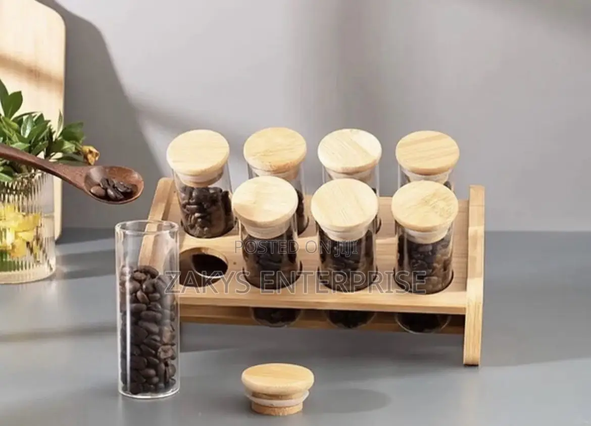 Spices Glass Containers Set With Rack