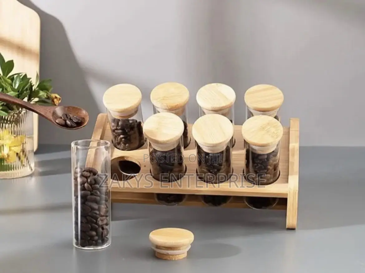 Spices Glass Containers Set With Rack