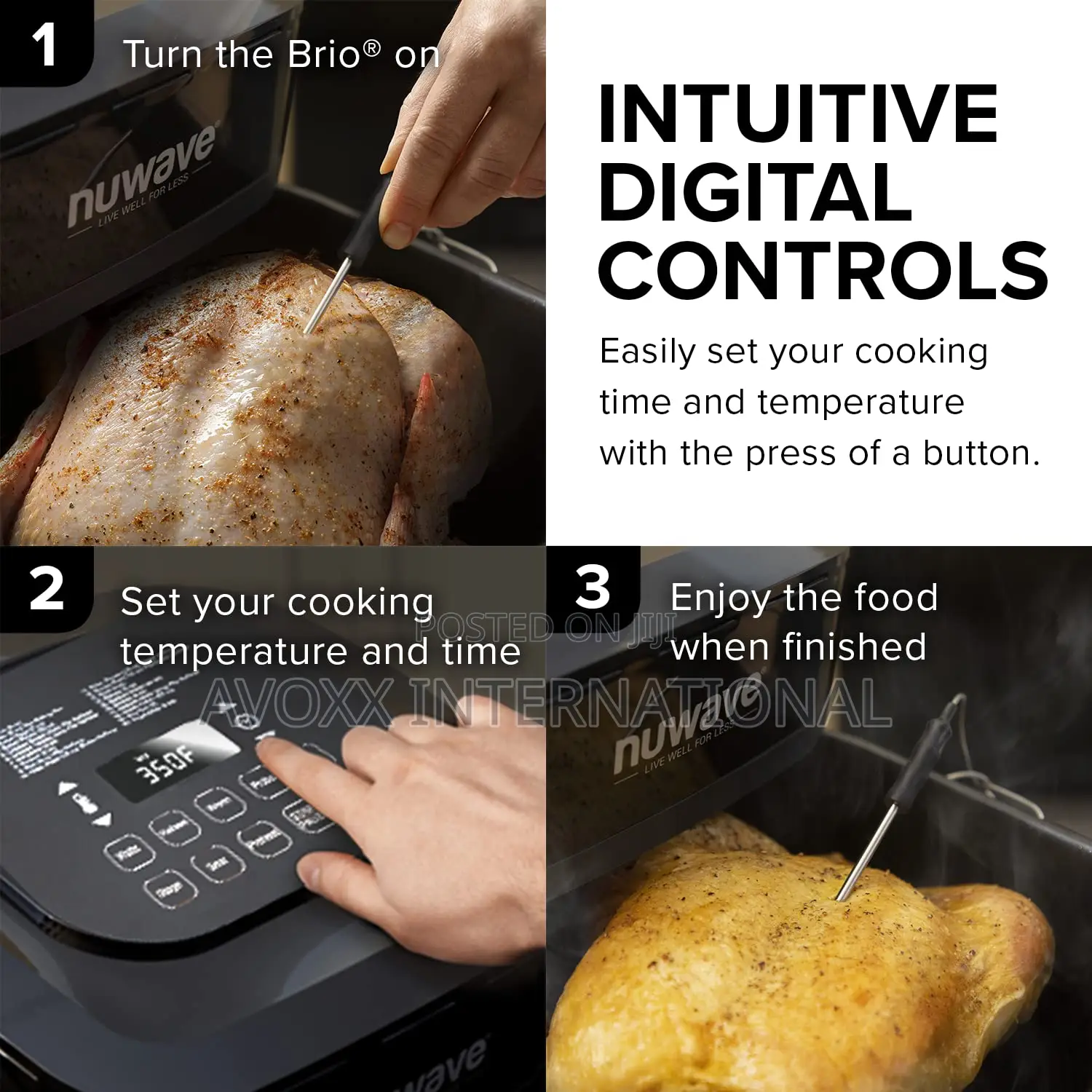 Nuwave Brio 8-Qt Air Fryer, Powerful 1800W, W White Display