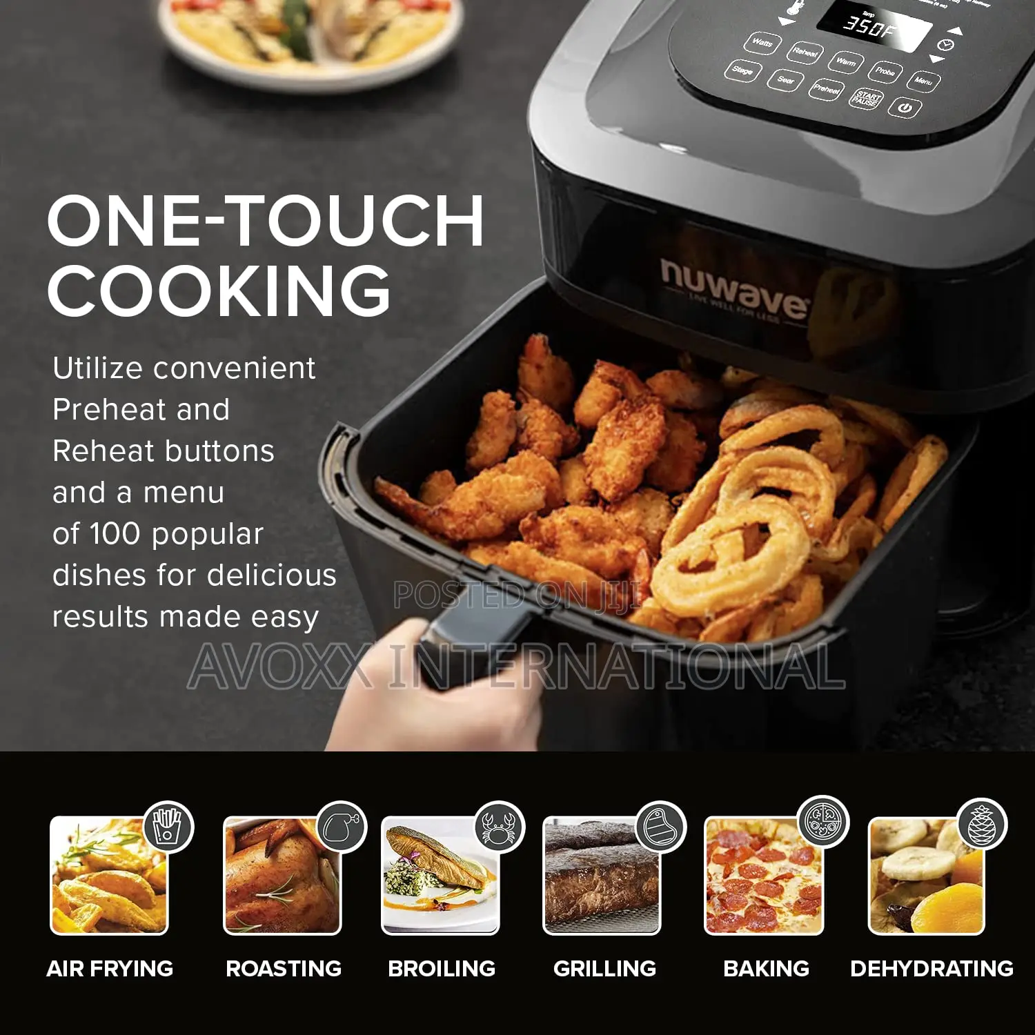Nuwave Brio 8-Qt Air Fryer, Powerful 1800W, W White Display