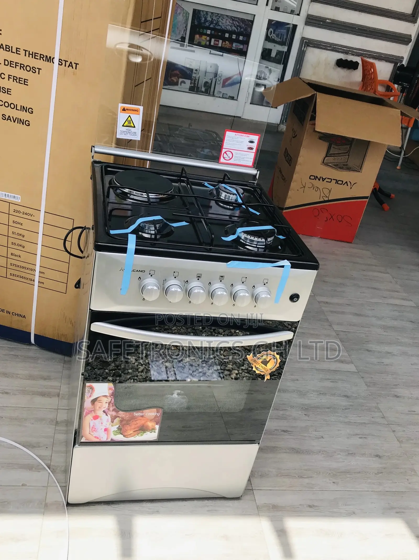 Oven With Grill 50x50 3 Gas 1 Electric Volcano Glass Lid