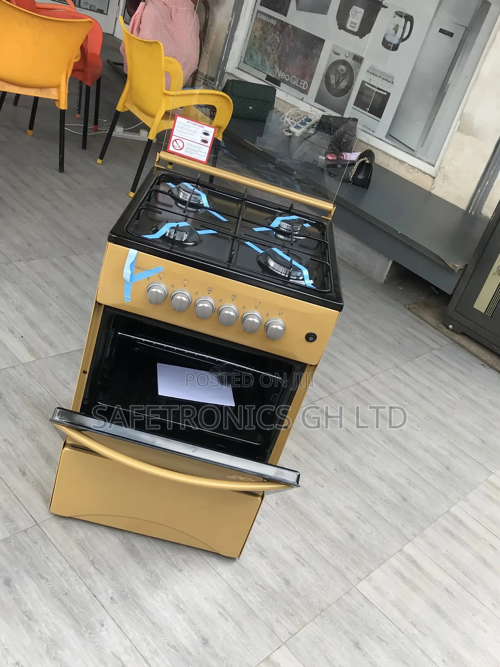 Oven With Grill 4 Gas Cooker Volcano 50x50 Gold