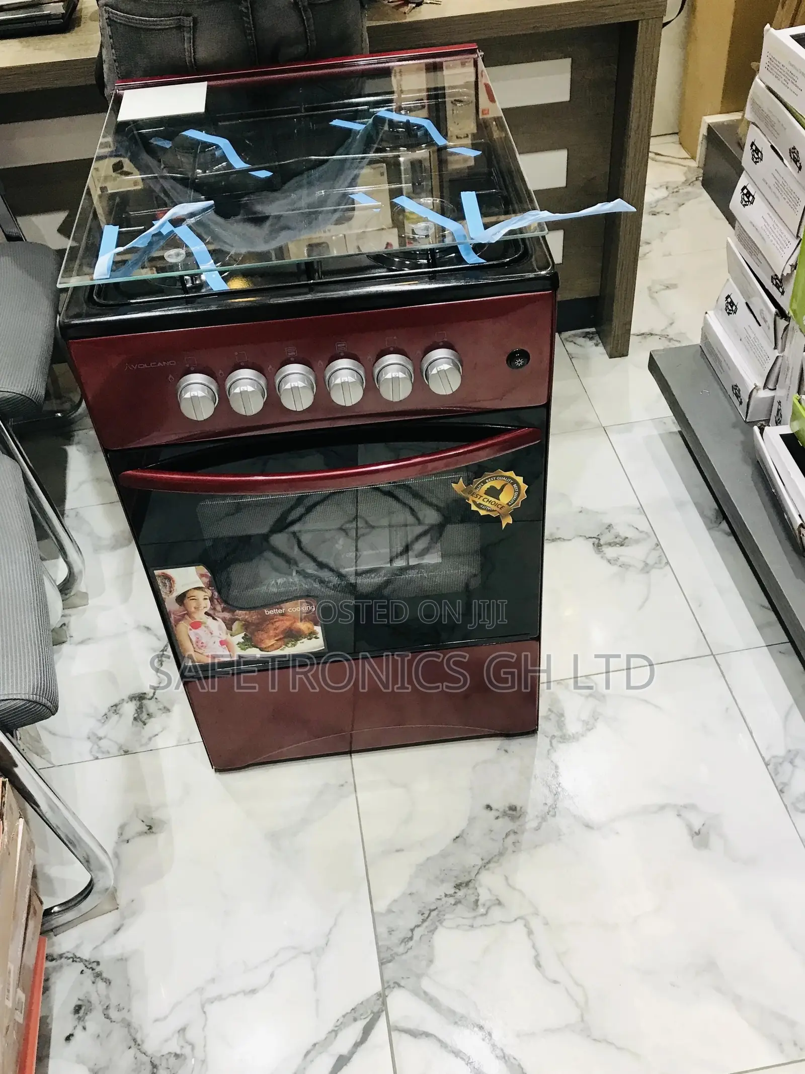 Volcano 4 Gas Cooker Oven With Grill 50x50 Glass Lid