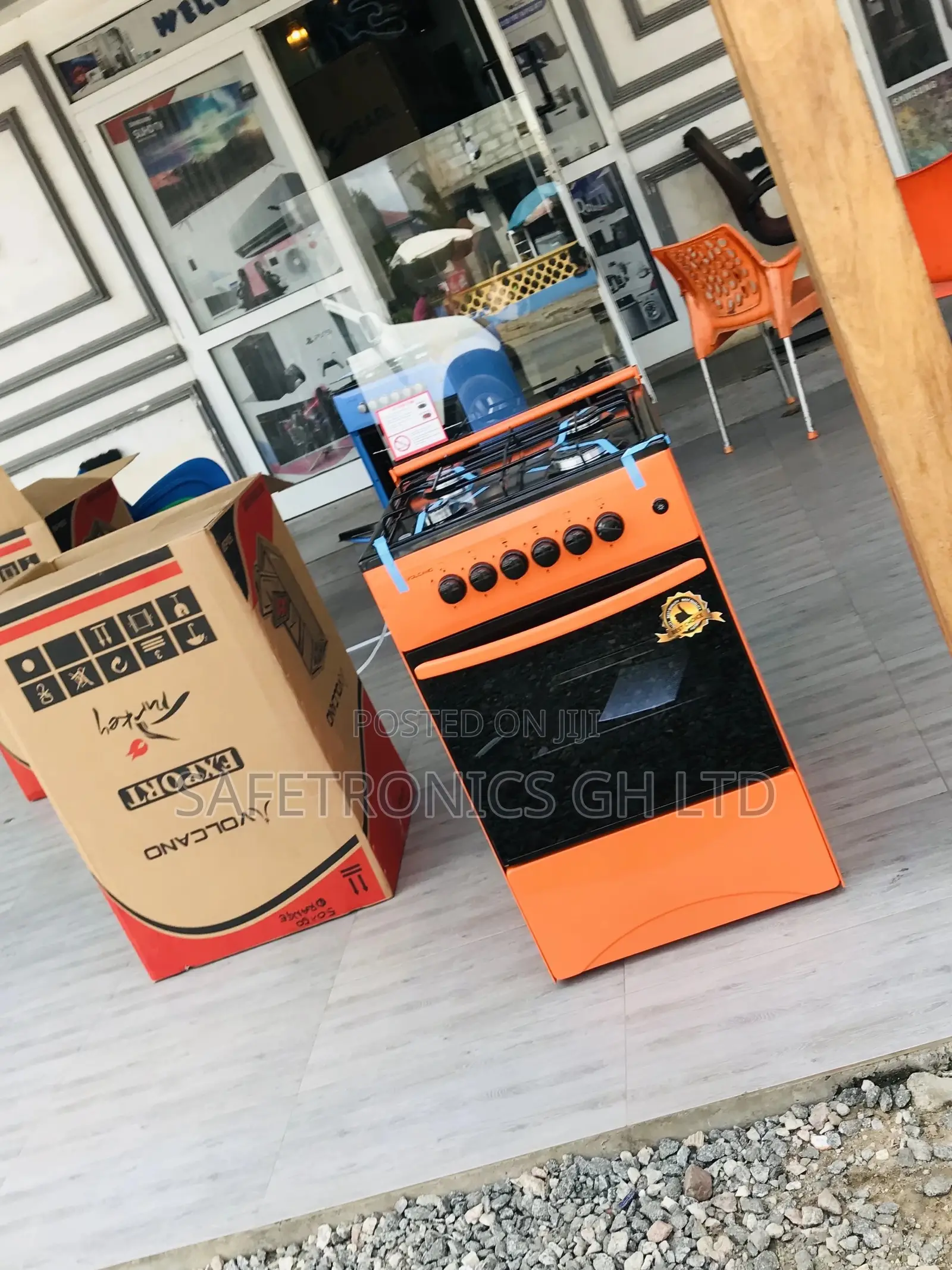 50x50 4 Burner Gas Oven With Grill Glass Lid Volcano