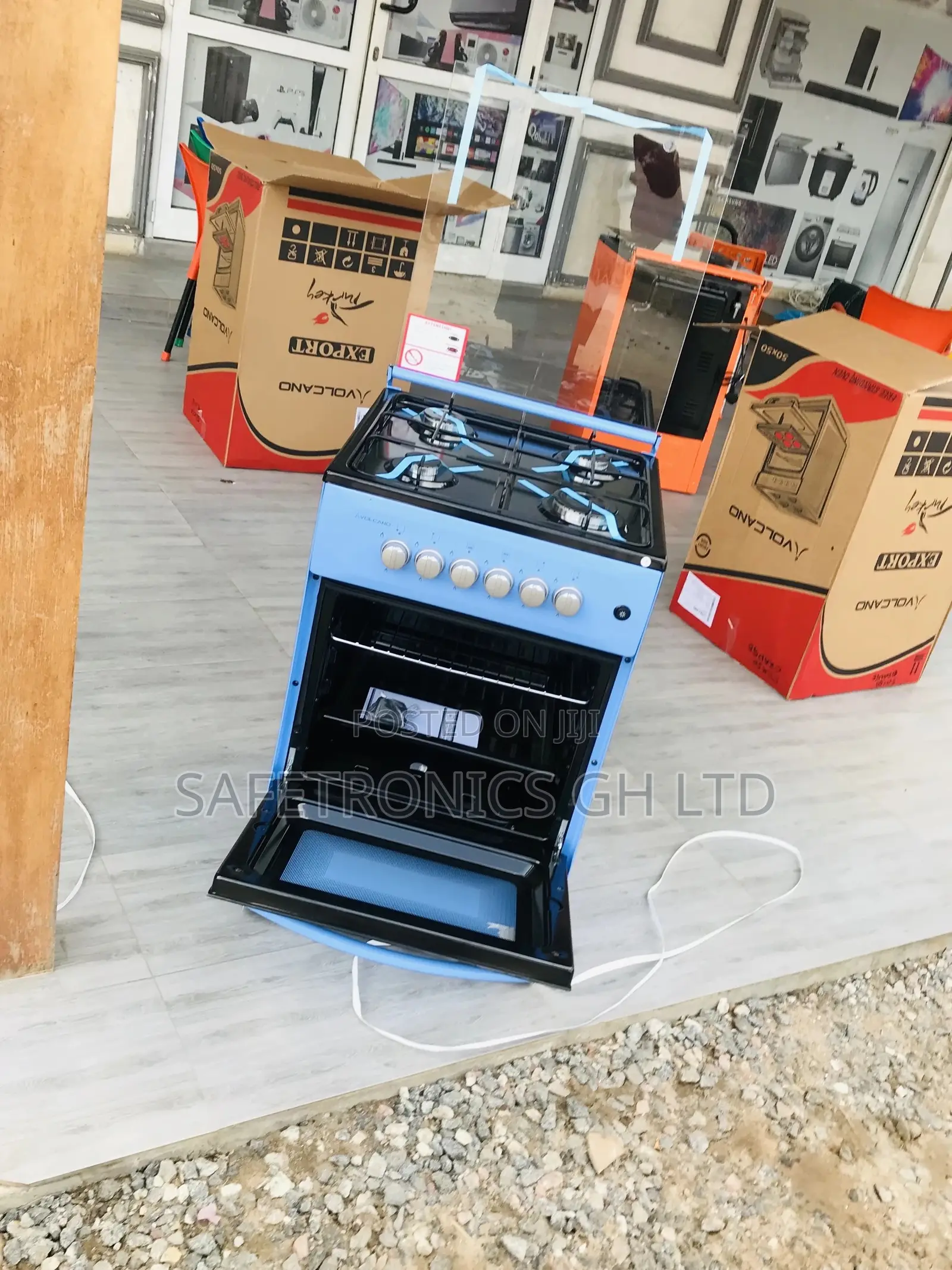 Burner 4 Gas Blue Oven With Grill Volcano 50x50 Glass Lid