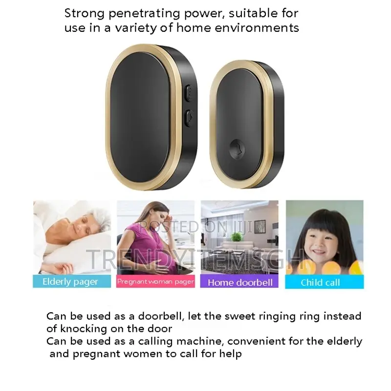 Cacazi Wireless Self-Generating Press Doorbell