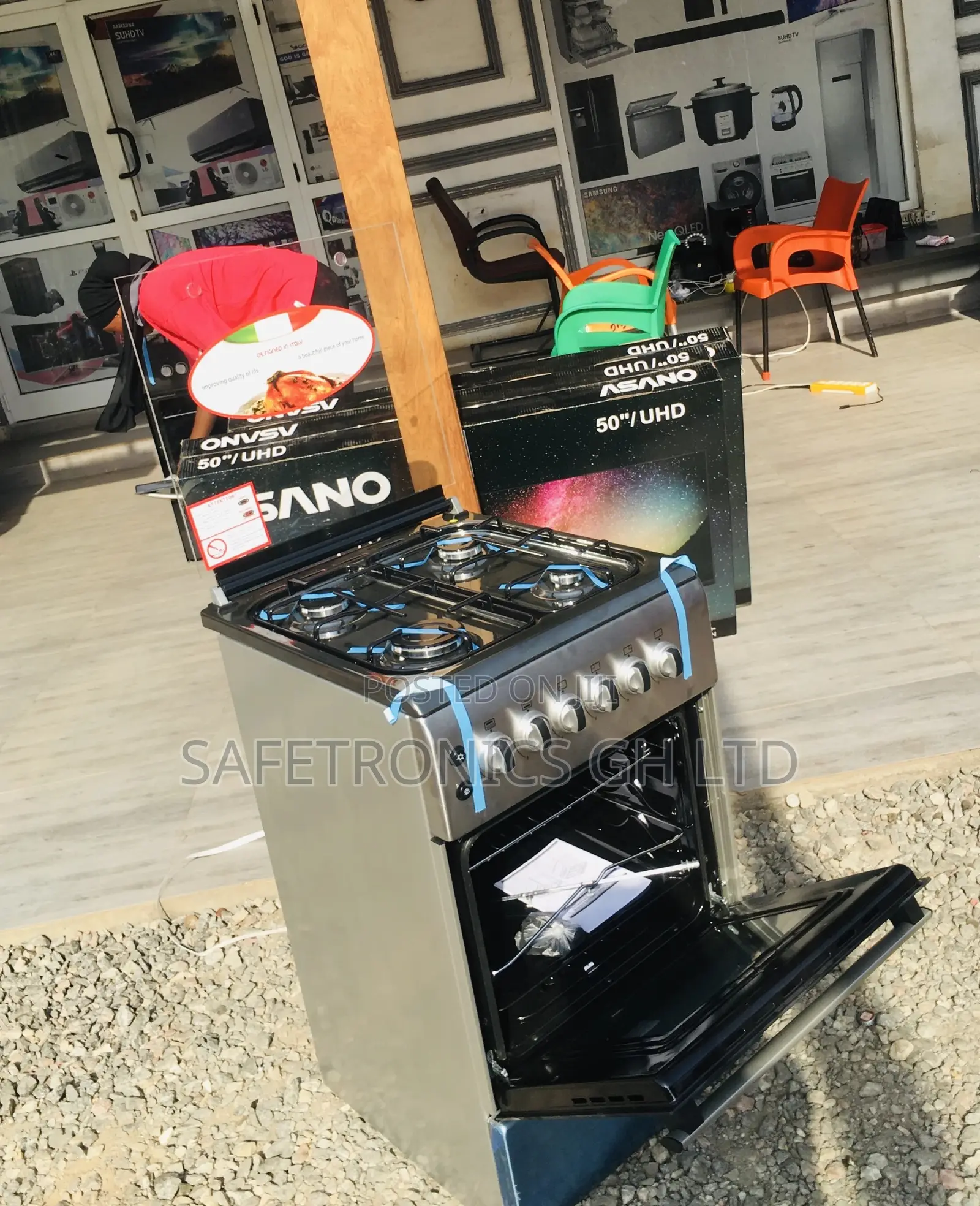 Oven With Grill 50x60 Volcano 4 Gas Cooker Glass Lid