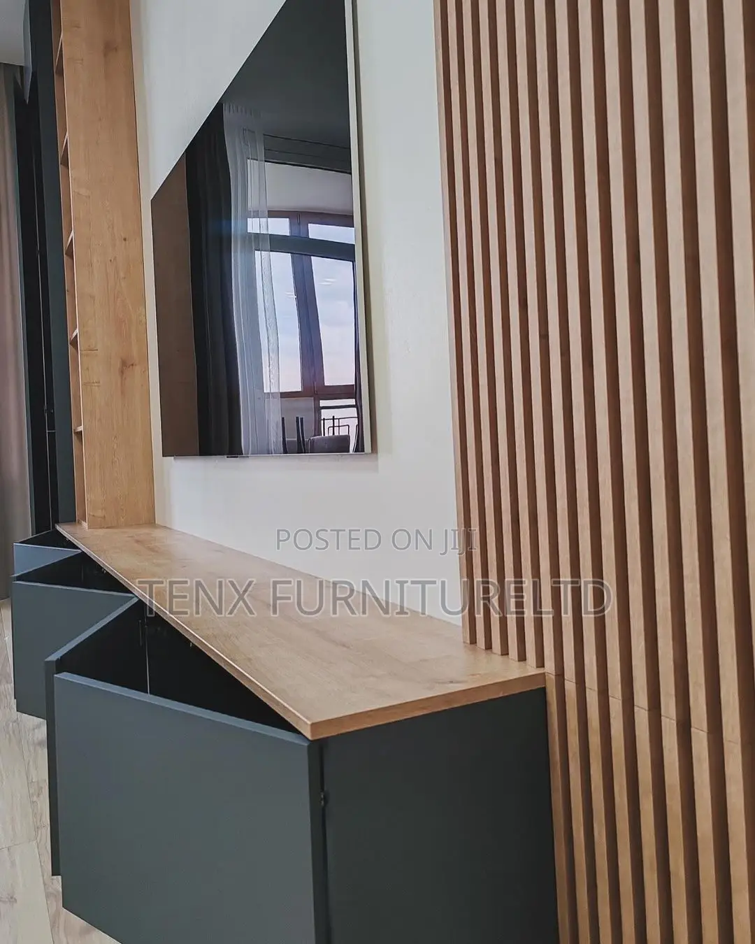 Tv Unit With Open / Close Shelves