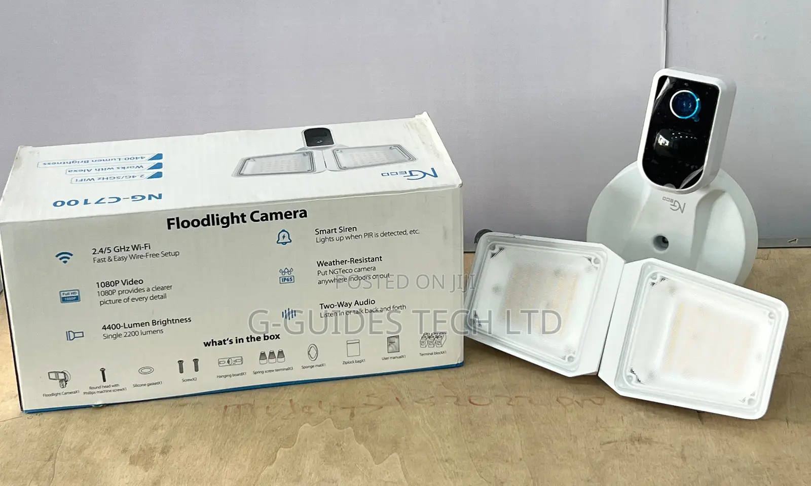 Ngteco WIFI Outdoor Security Floodlight Camera With PIR