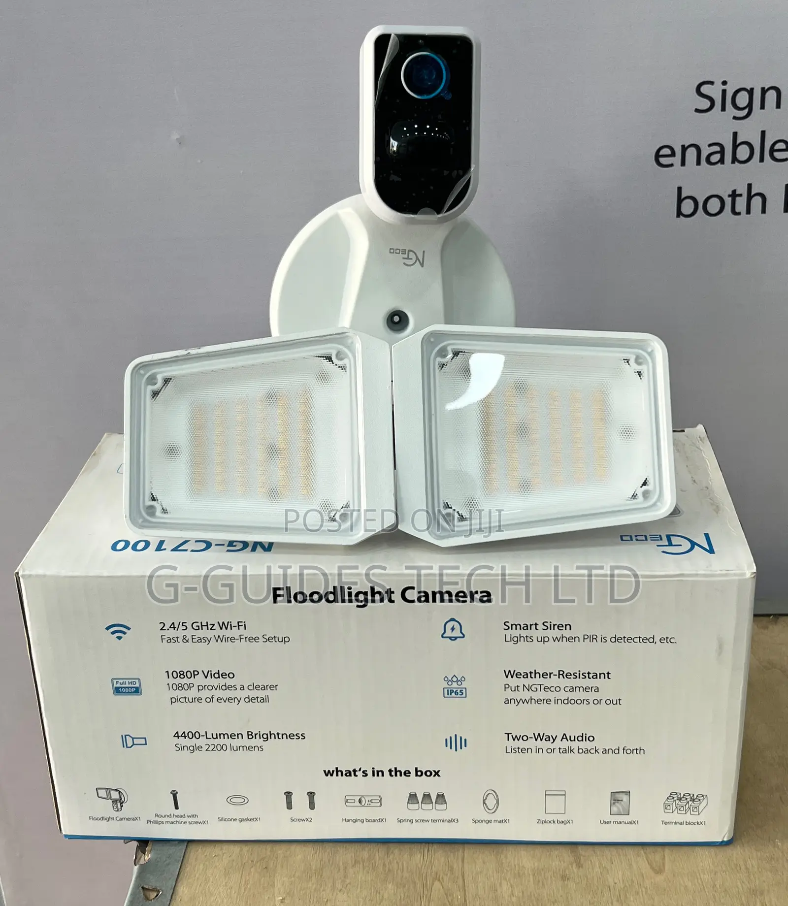 Ngteco WIFI Outdoor Security Floodlight Camera With PIR