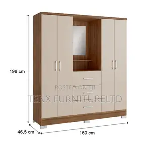 Wardrobe 4door 3drawers Off White (Accent))