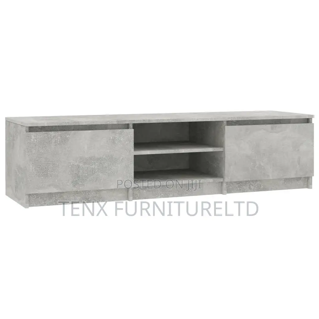 Concrete Grey Tv Cabinet Sideboard W/ Shelves Cupboards
