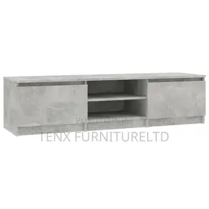 Concrete Grey Tv Cabinet Sideboard W/ Shelves Cupboards