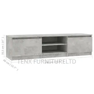 Concrete Grey Tv Cabinet Sideboard W/ Shelves Cupboards