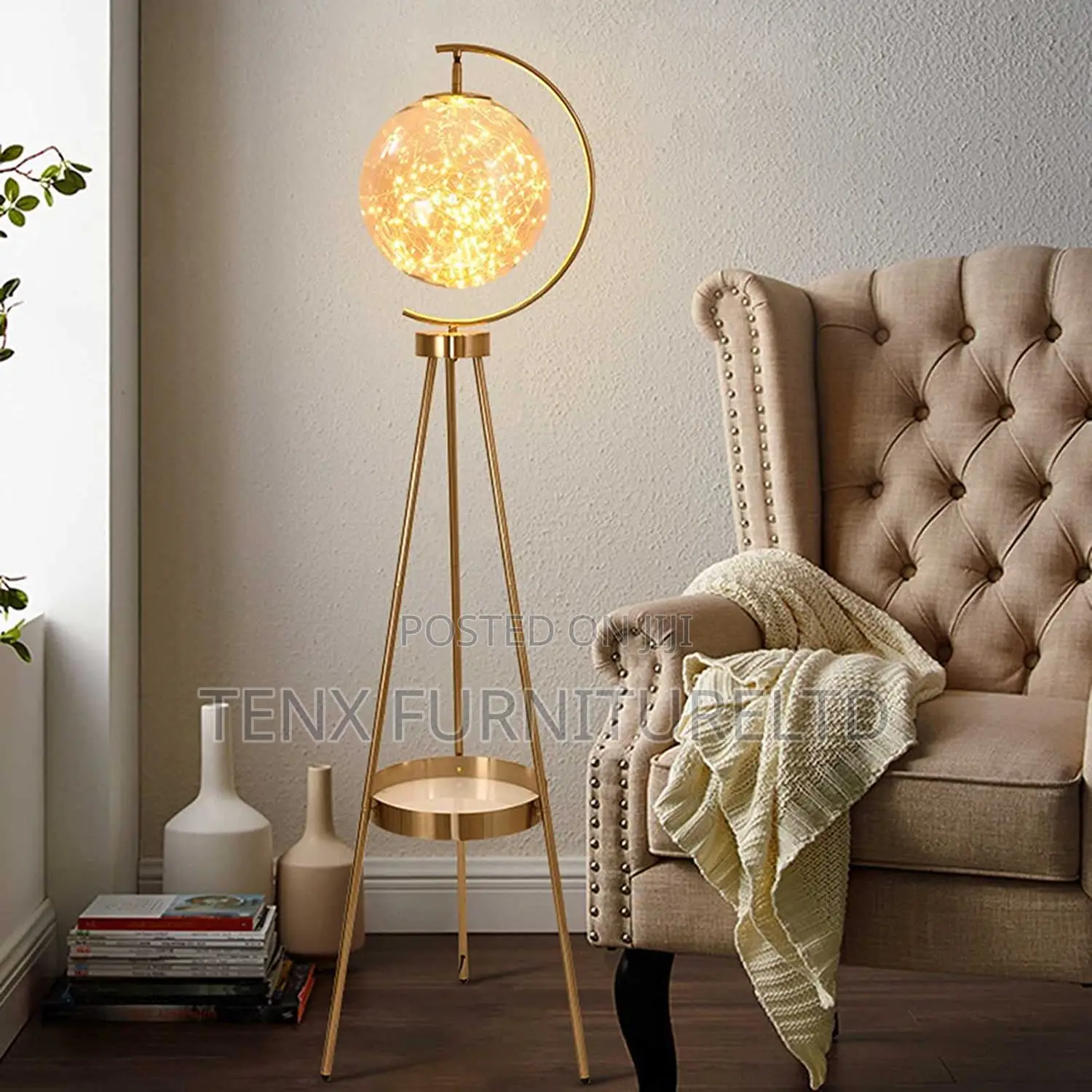 Floor Lamp (Globe ) LED Bulb With Crystals