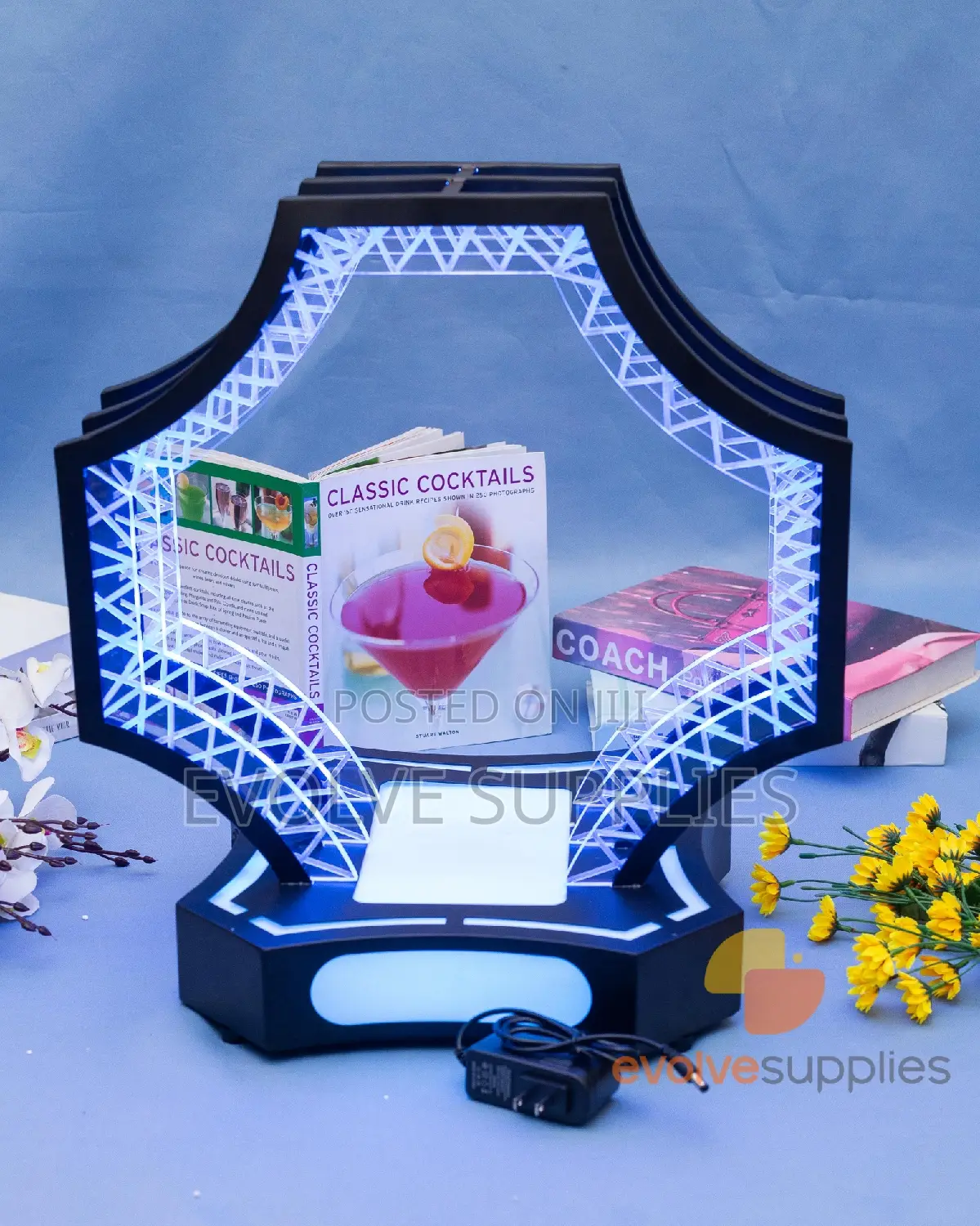 Blue Octagonal Bottle Glorifier/ Presenter/ Carrier