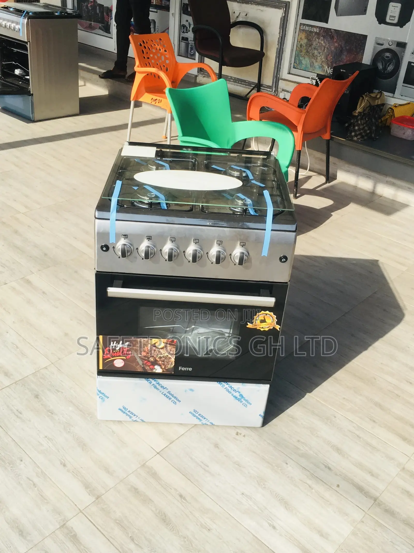 Oven With Grill 60x60 4 Gas Cooker Ferre Glass Lid