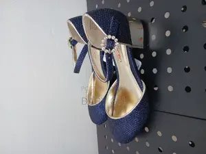 Kids Monsoon Blue Glitter Block Heels