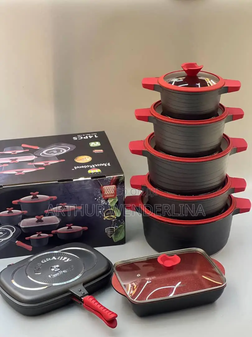 Quality Nonstick With Grill Pan 14 Pieces