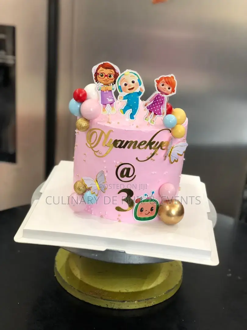 Pink Cocomelon Theme Cake