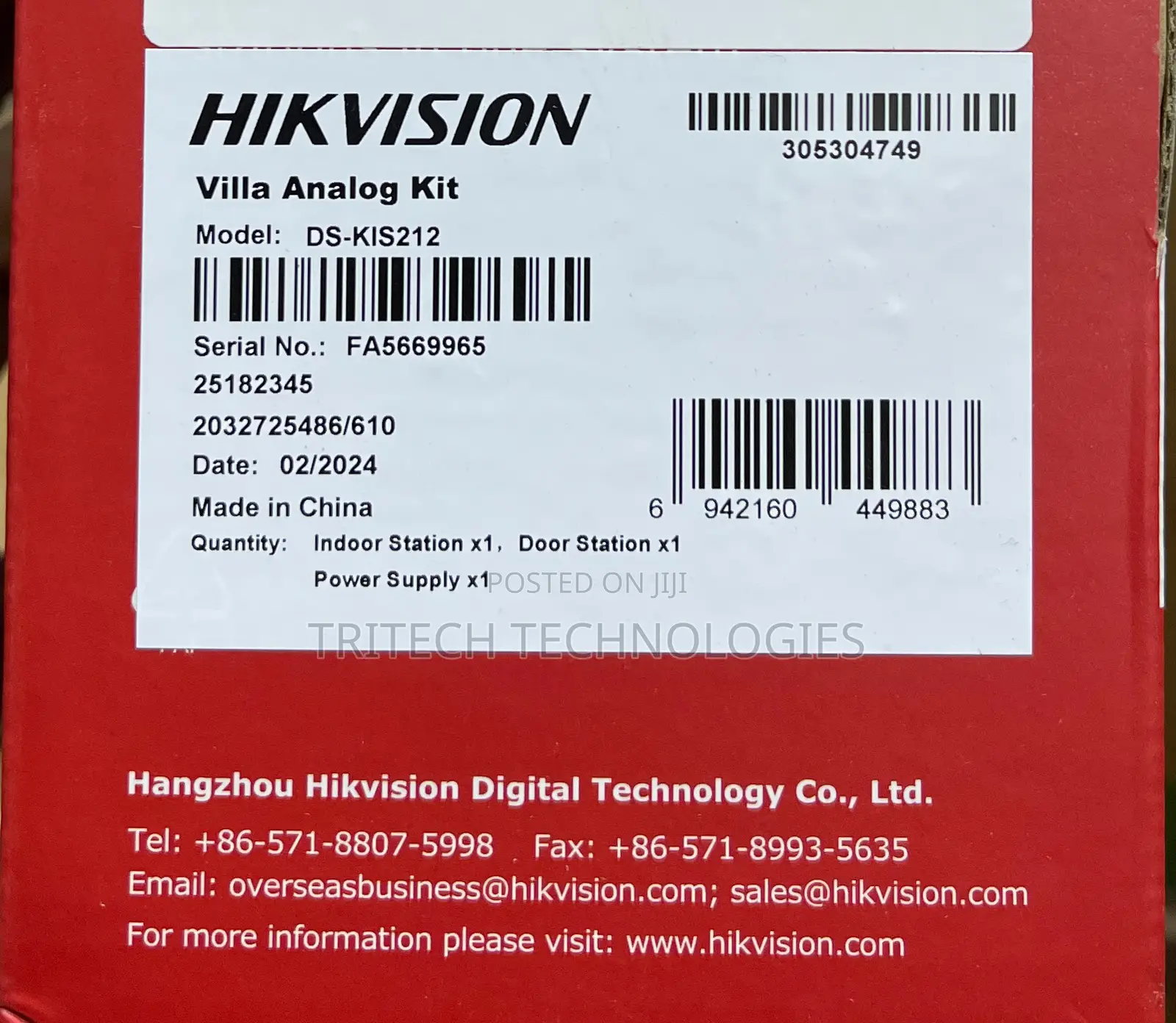 Hikvision Video Intercom Analog KIT Ds-kis212 (New Model)