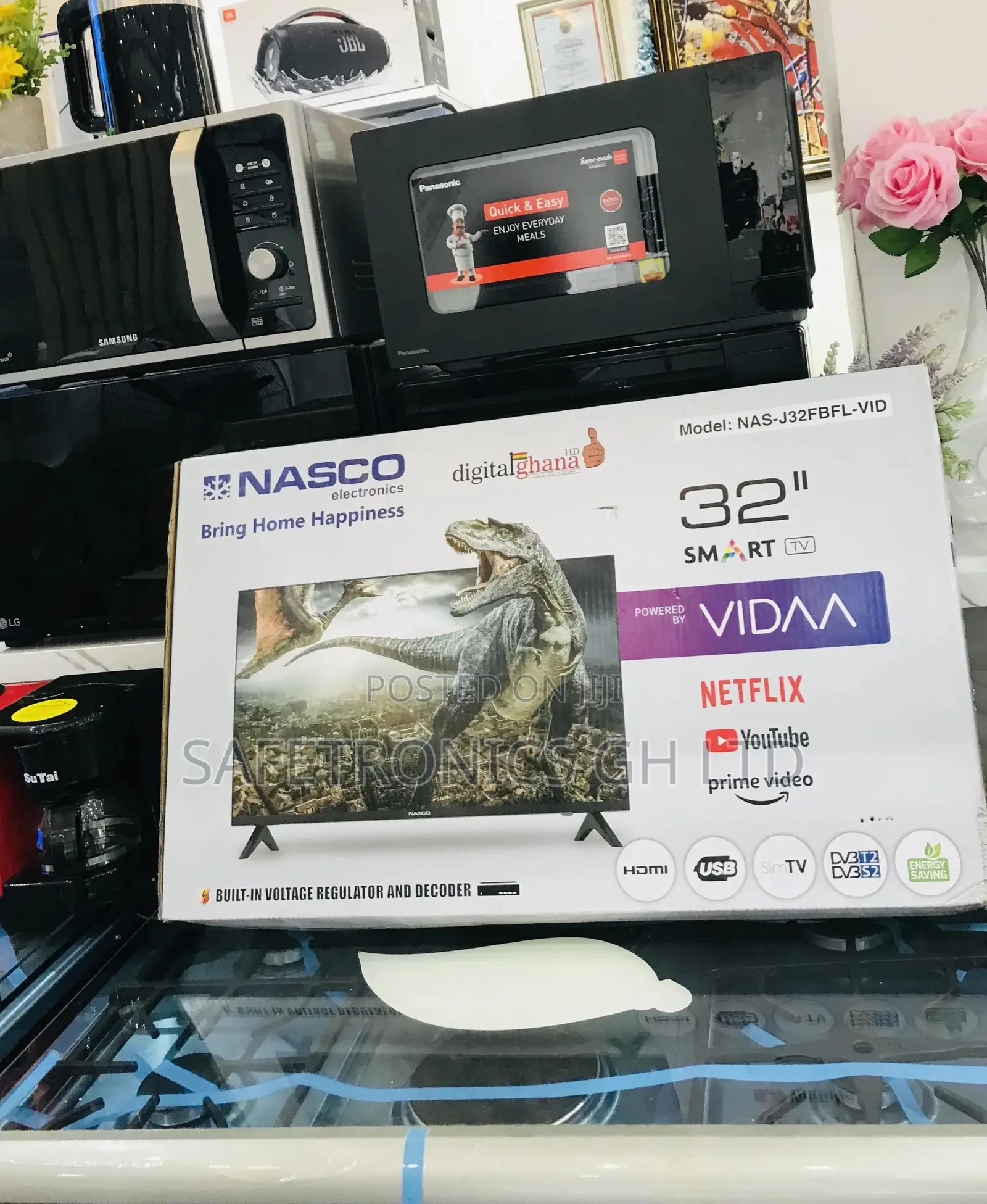 Smart 32 Inches Nasco Black Electric Glossy Tv