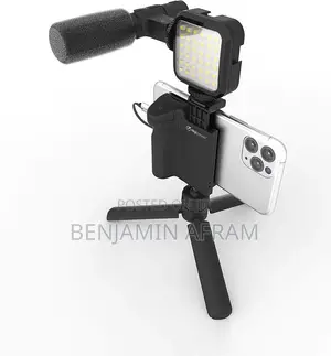 Phone Tripod With Microphone and Light