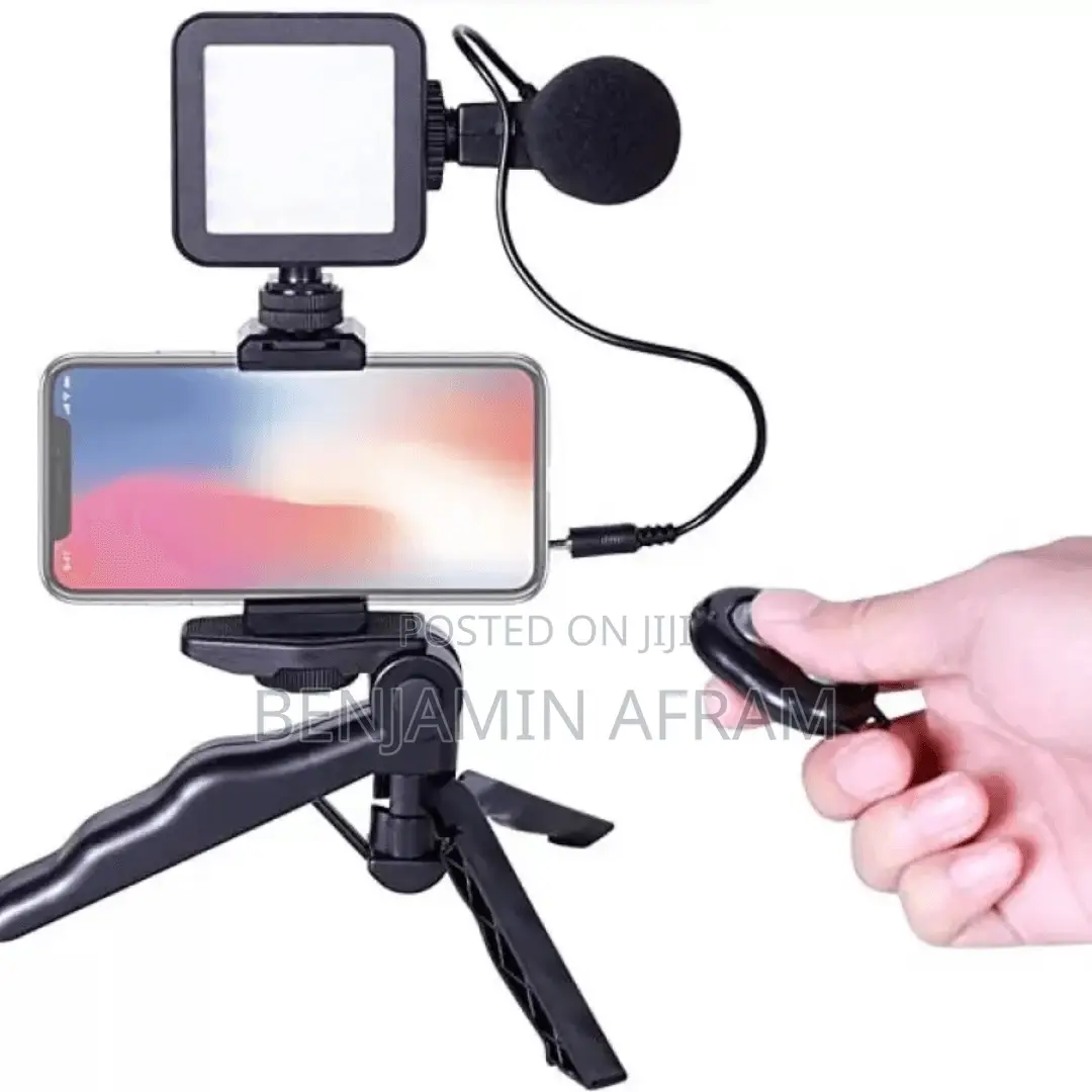 Phone Tripod With Microphone and Light