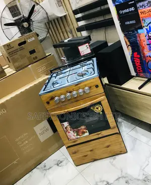 50x50 Light Wooden 4 Gas Cooker Oven With Grill Glass Lid