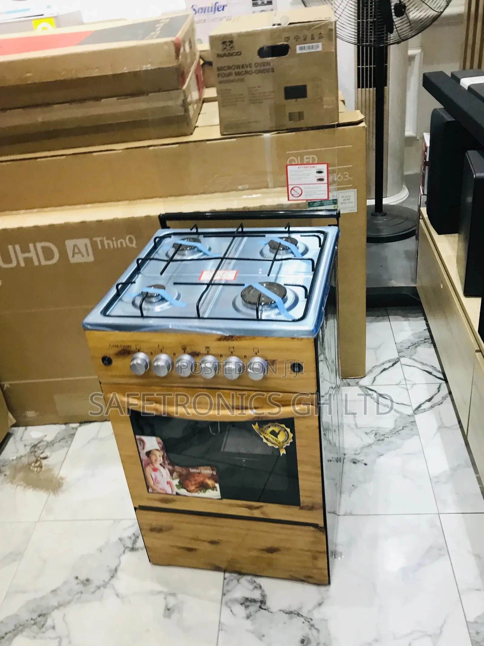 Sealed Oven With Grill Light Wooden 4 Gas Cooker 50x50