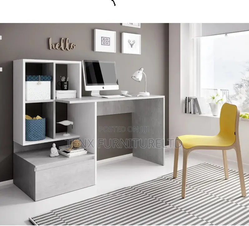 Desk /Computer Desk (Concrete/White) Alaska
