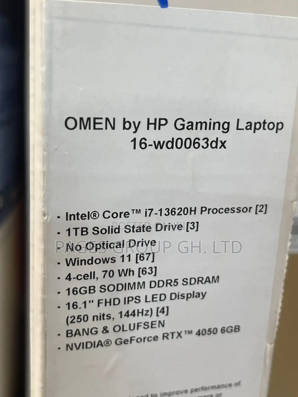 New Laptop HP Omen 16 16GB Intel Core I7 SSD 1T