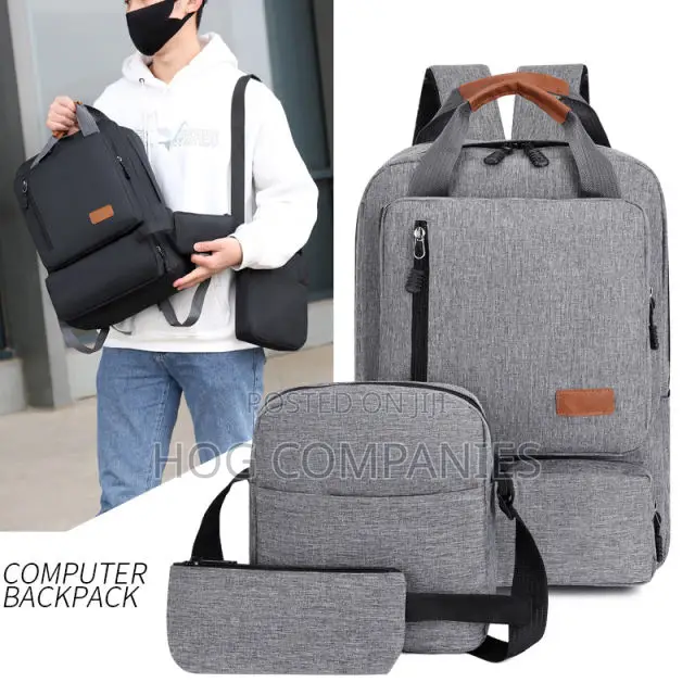 3pcs Waterproof Laptop Backpack Travel/School Bag With Usb