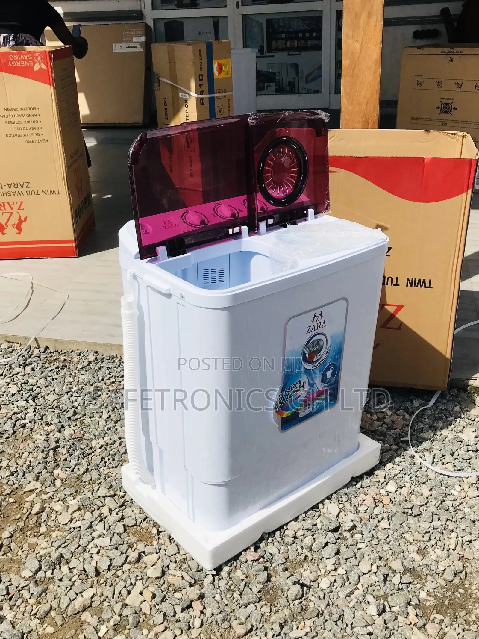 White/Red Topload Zara Semiautomatic 5kg Washingmachine