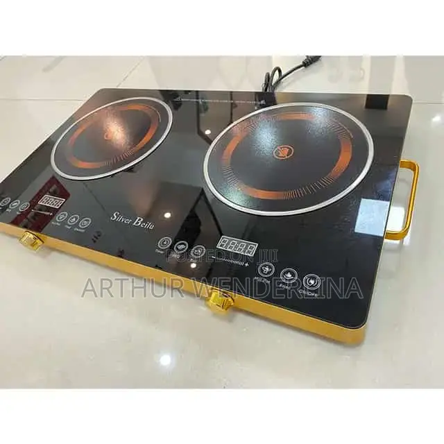 Hoffmans Double Burner Electric Cooker Hot Plate-Brown