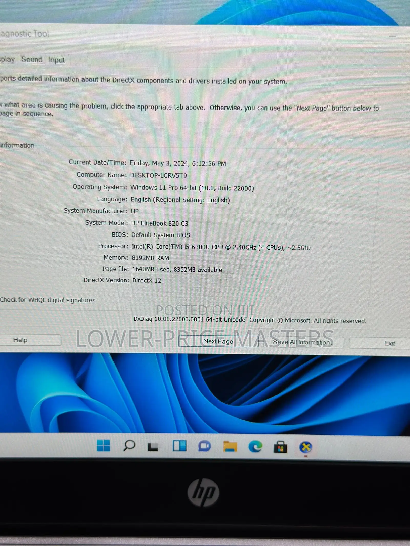 New Laptop HP EliteBook 820 G3 8GB Intel Core I5 SSD 256GB