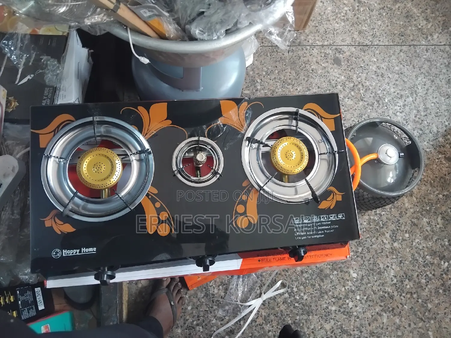 Complete 3 Glass Burner Gas Stove Plus 6kg Cylinder