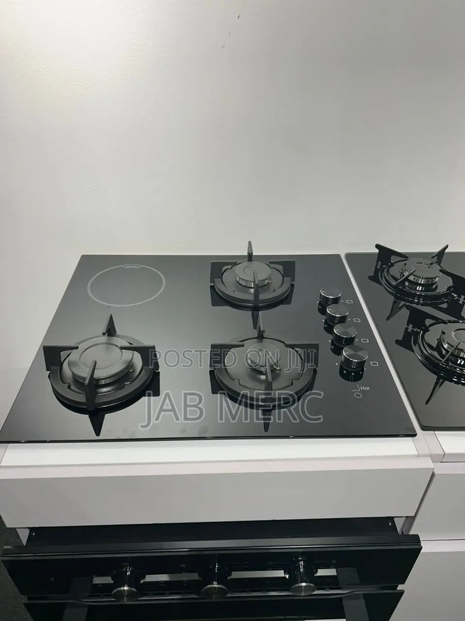 4 Burners, Gas 3 and Electric 1 Combination Hob Black New