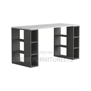 Desk(Built-in Bookcase)Gray N White