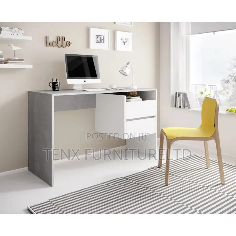 Computer Desk / Concrete/White