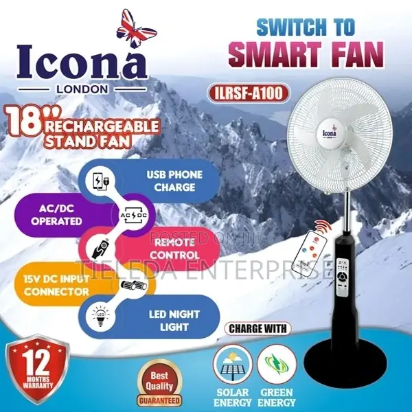 ICONA Rechargeable Standing Fan