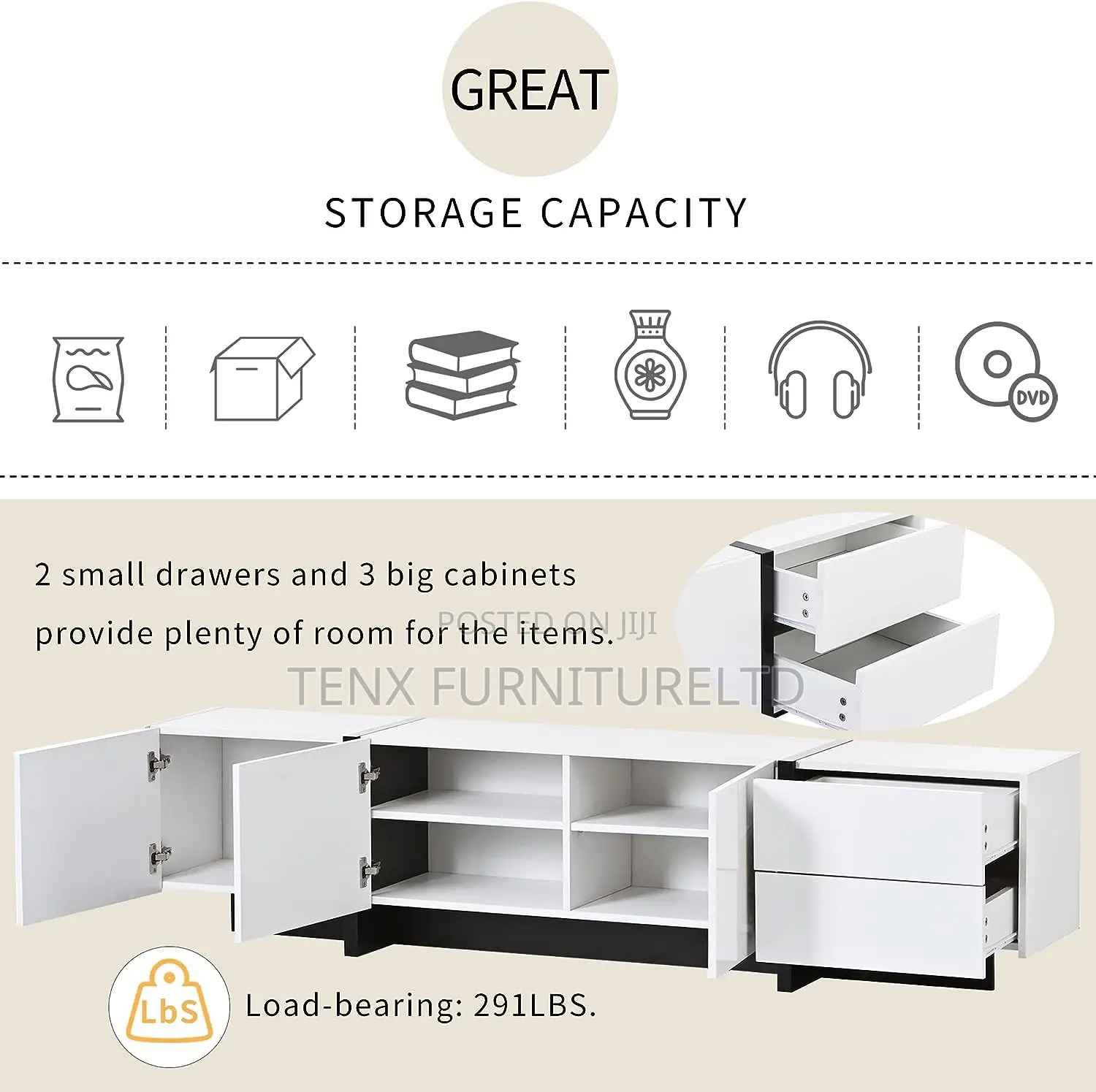 Tv Stand (Oaktree ) Up to 80" Modern