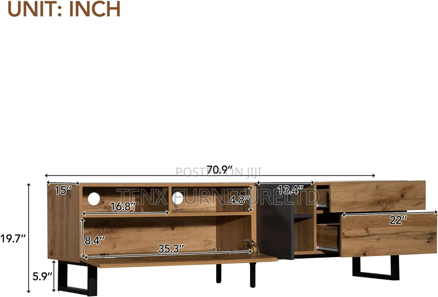 Tv Stand With (3 Cabinets )