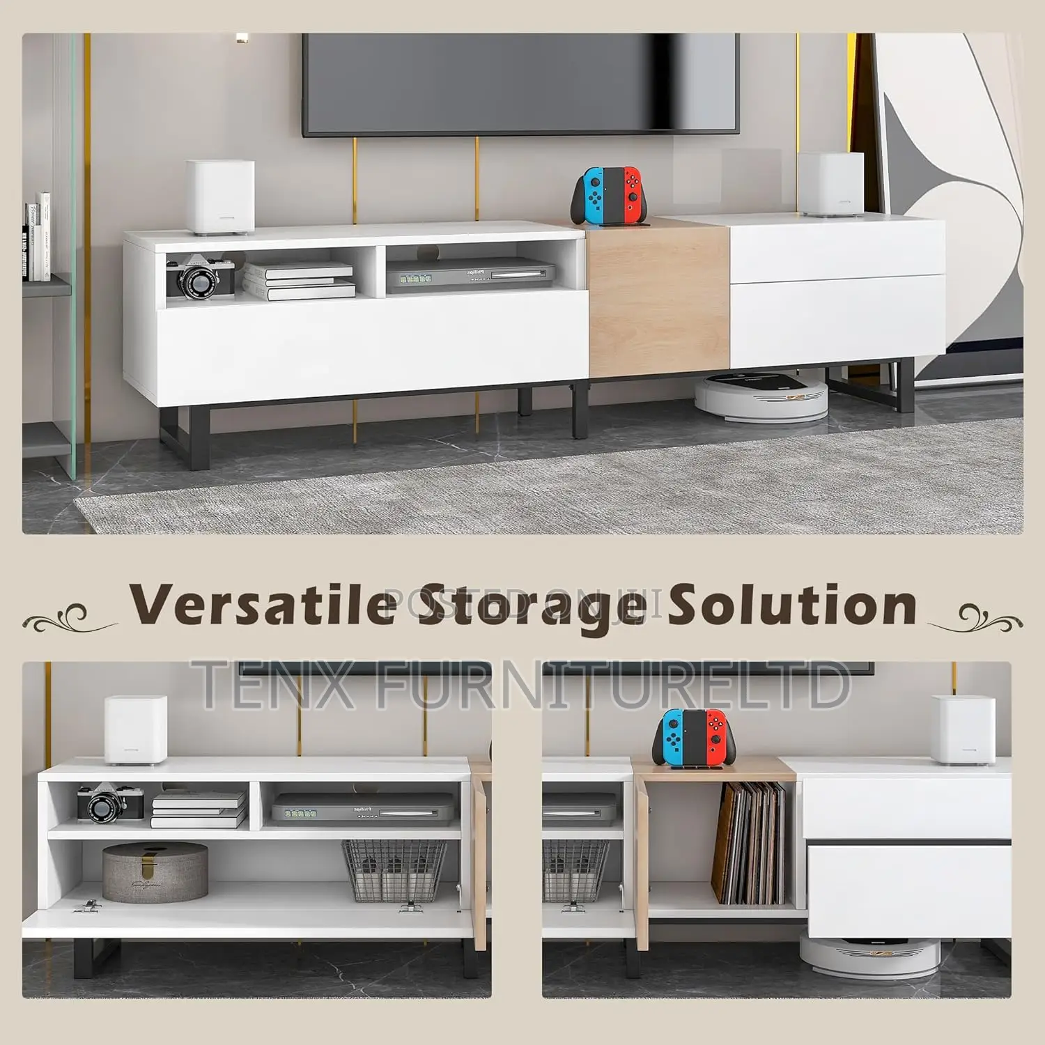 Tv Stand ( 3 Hidden Storage Spaces )