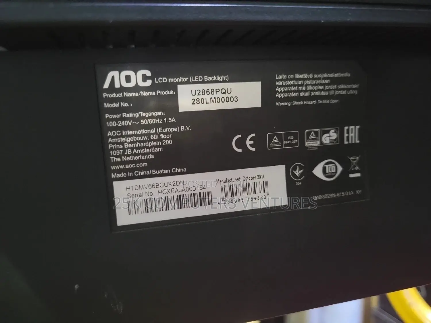 Aoc U2868pqu 28" Ultra Hd 4k Monitor - 1 Ms, Usb, Hdmi & Displayport"