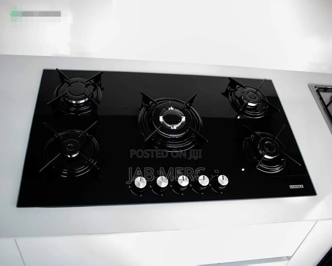 Glass Top Cooktop Stove 90cm 5 Burners Gas Hob Black Promo
