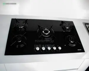 Glass Top Cooktop Stove 90cm 5 Burners Gas Hob Black Promo